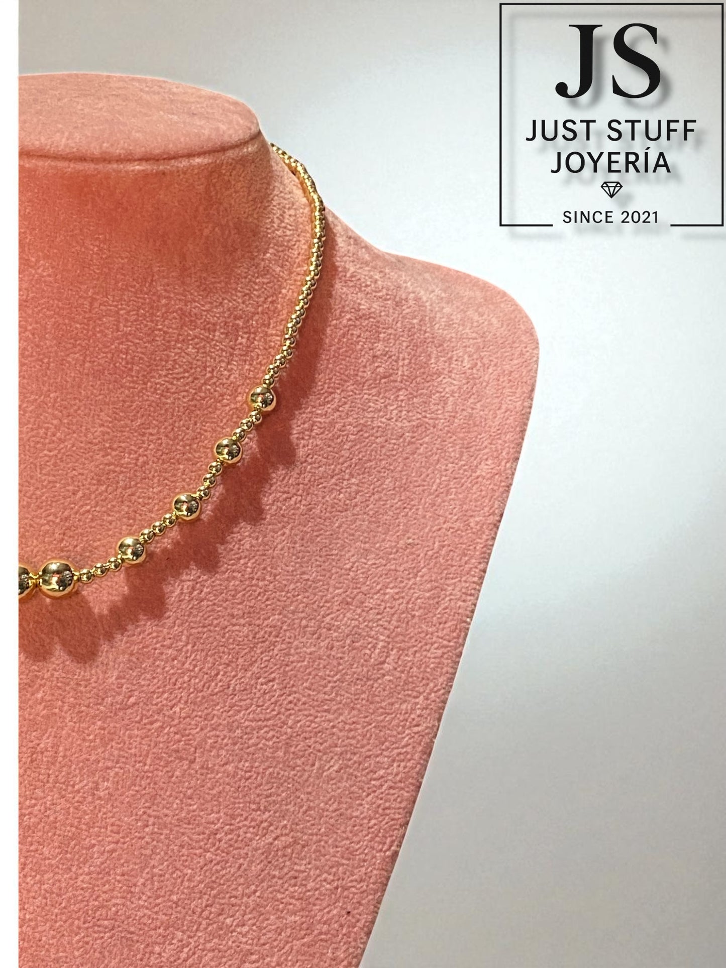 Cadena Perlas Oro laminado 14k