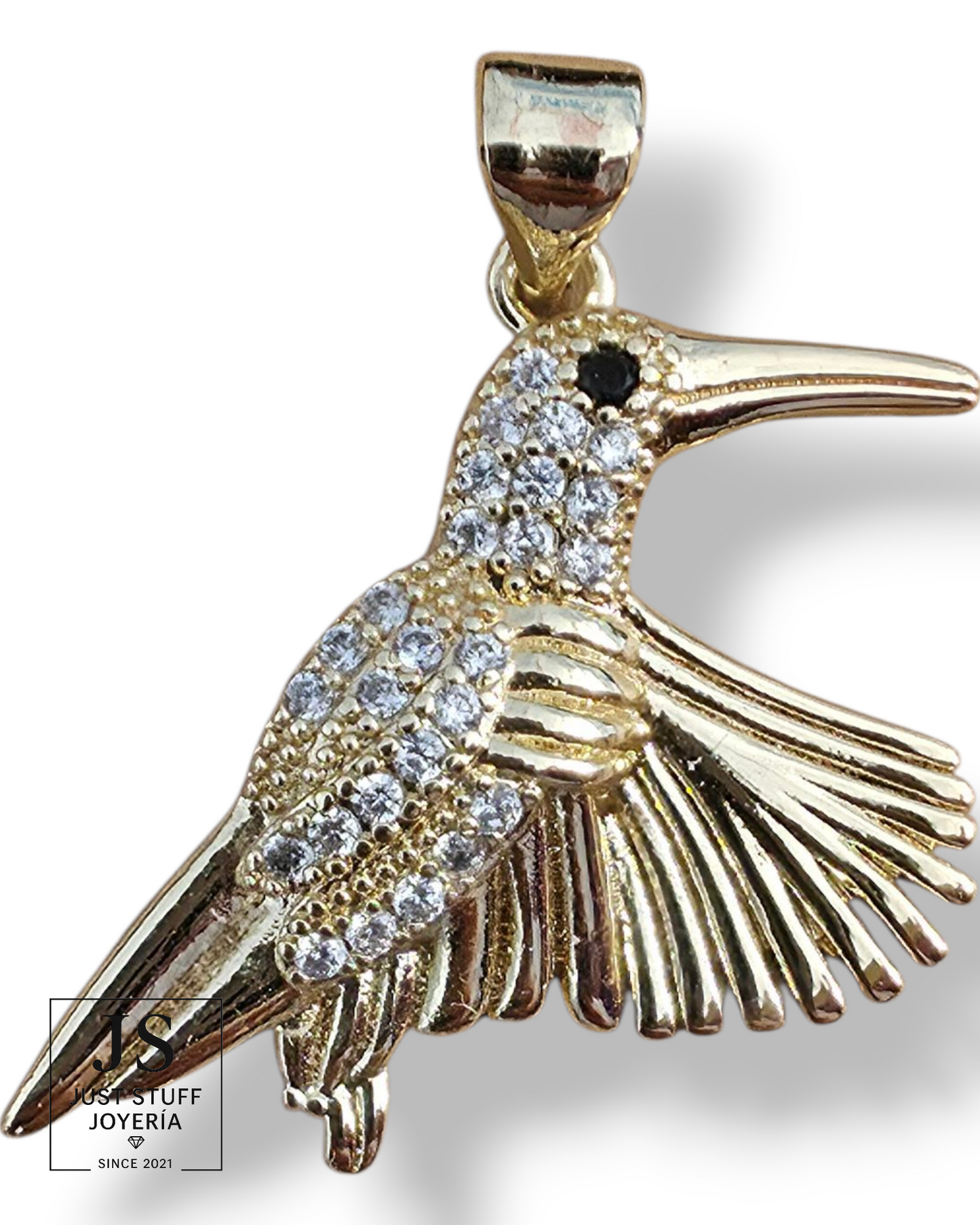 🐦 Dije Colibrí con Zirconias – Oro Laminado 14K