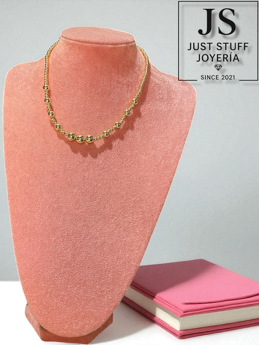 Cadena Perlas Oro laminado 14k