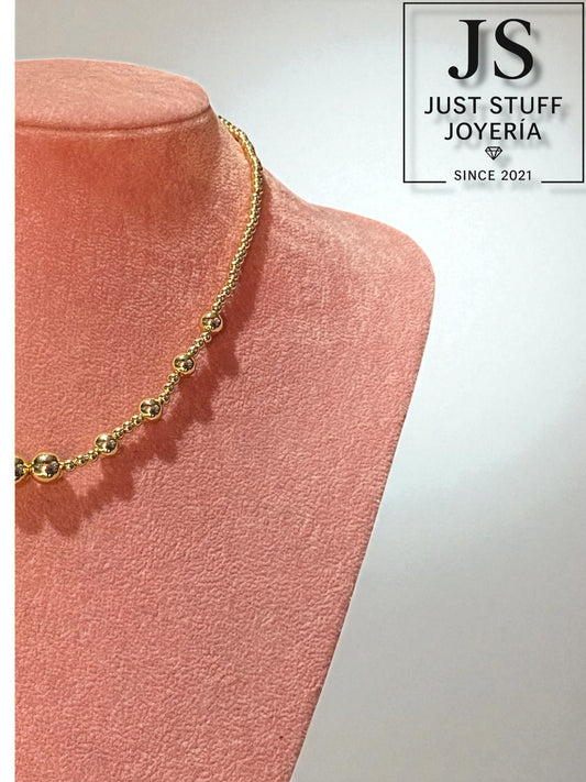 Cadena Perlas Oro laminado 14k
