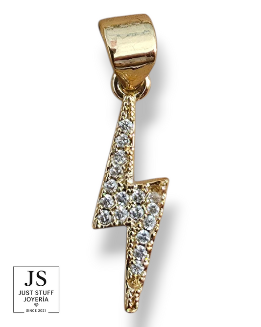 ⚡ Dije Rayo con Zirconias – Oro Laminado 14K